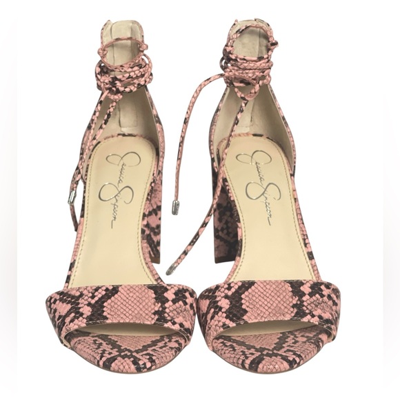 Jessica Simpson Pink and Black Snake Print Heels - Picture 1 of 5